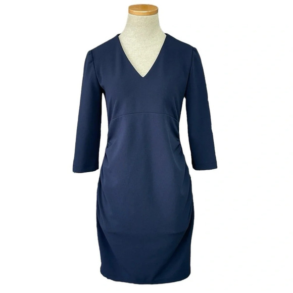 Slate & Willow Maternity Dress Women's XS Extra Small Blue V-Neck Sheath Midi - Picture 1 of 17